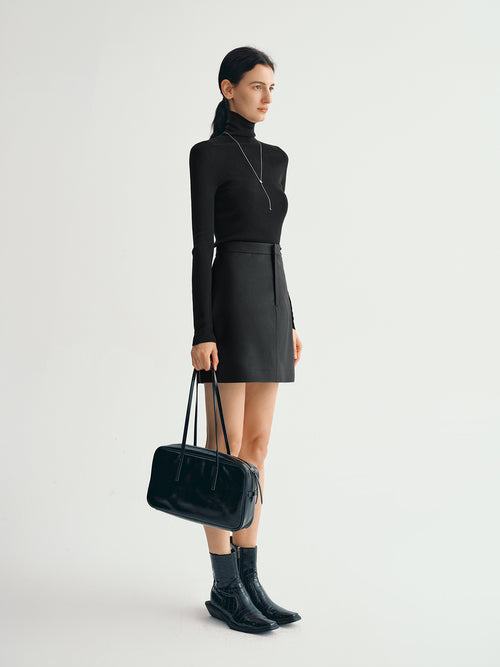 Load image 1 in gallery view. A-Line PU Mini Skirt