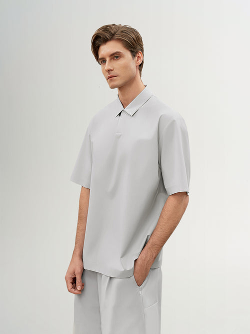 Load image 1 in gallery view. Light Gray Structured Short-Sleeve Polo