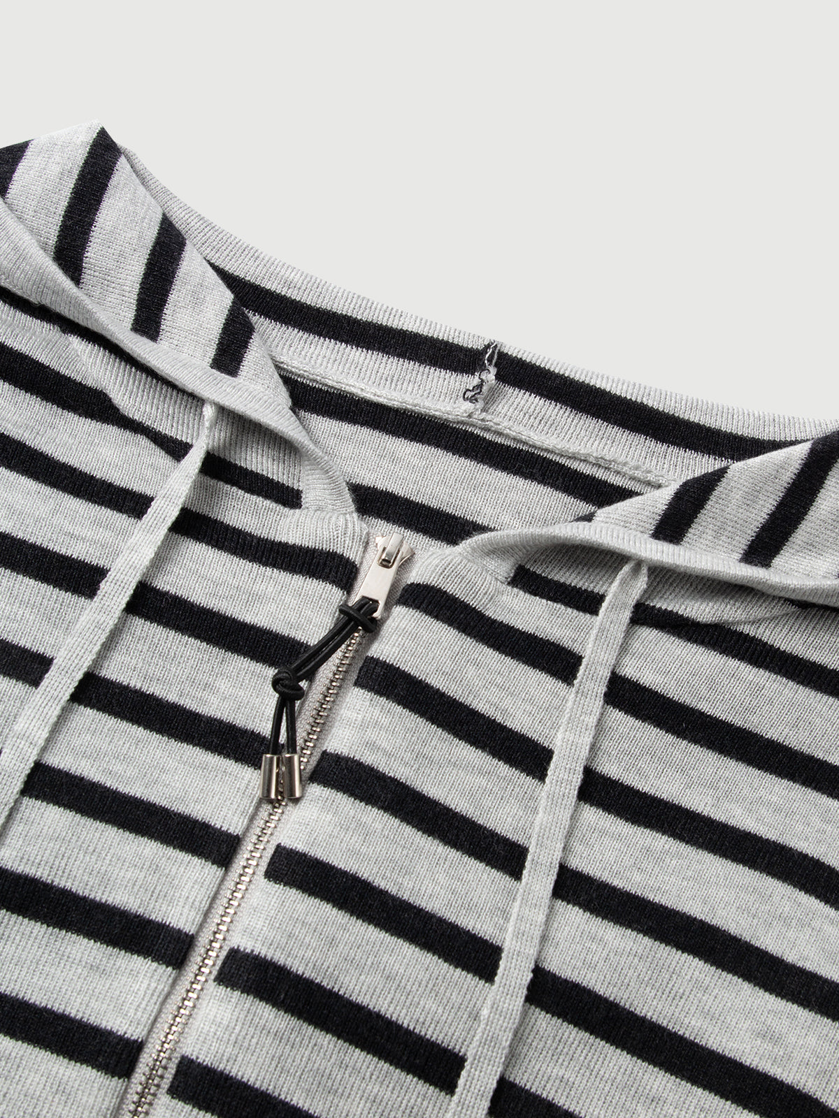 Wool-Blend Striped Hooded Zip Knit Cardigan