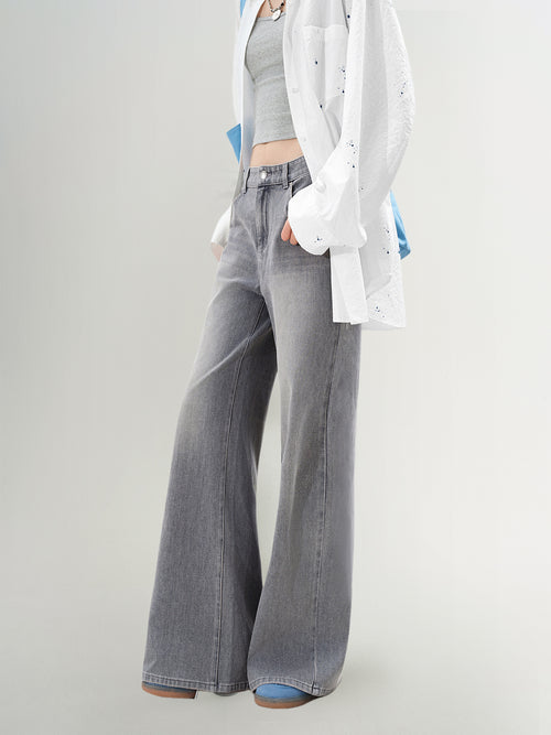 Load image 1 in gallery view. Cotton-Blend Flared Mini Kick Jeans