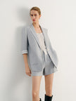 Linen-Blend Peak-Lapel Blazer