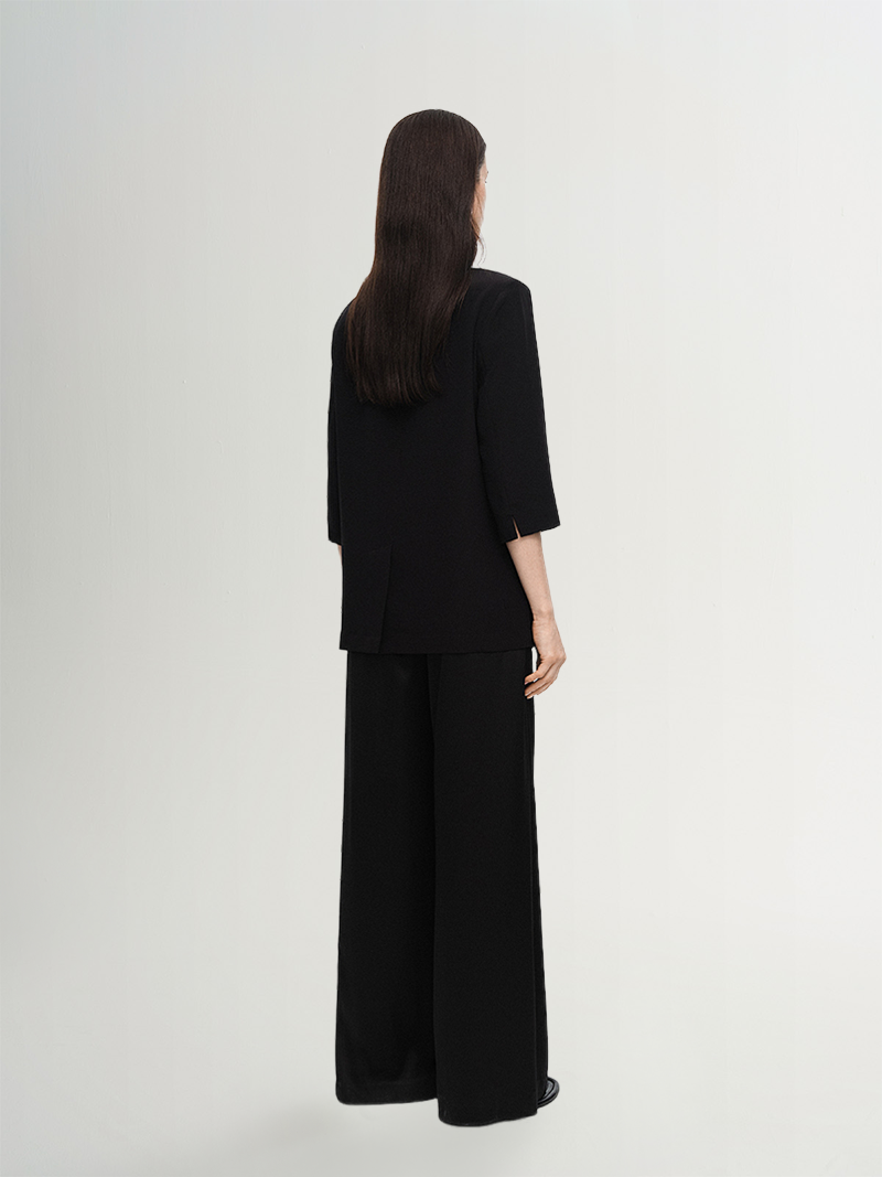 One Button Silk Blazer