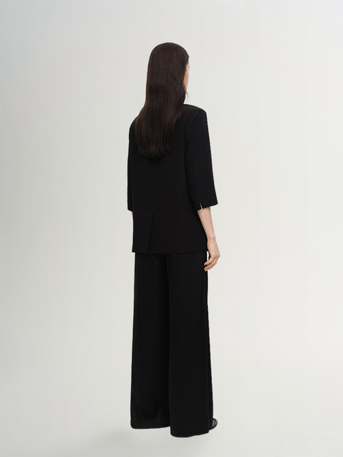 Load image 1 in gallery view. One Button Silk Blazer