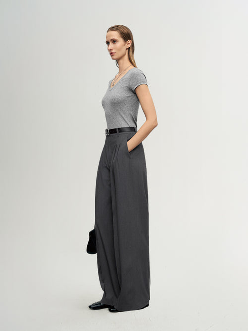Load image 1 in gallery view. Straight-Leg Wide Pants