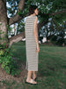 Women's Ecru Stripe Round Neck Sleeveless Jersey Dress 5F4190811