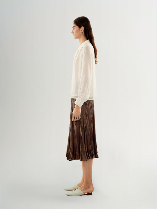 Load image 1 in gallery view. Tie-Neck Silk Raglan Blouse