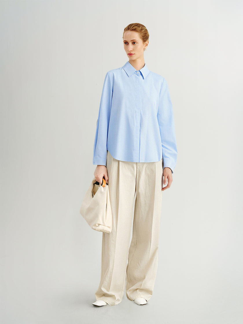White Lyocell Front-Pleat Trousers  Pants