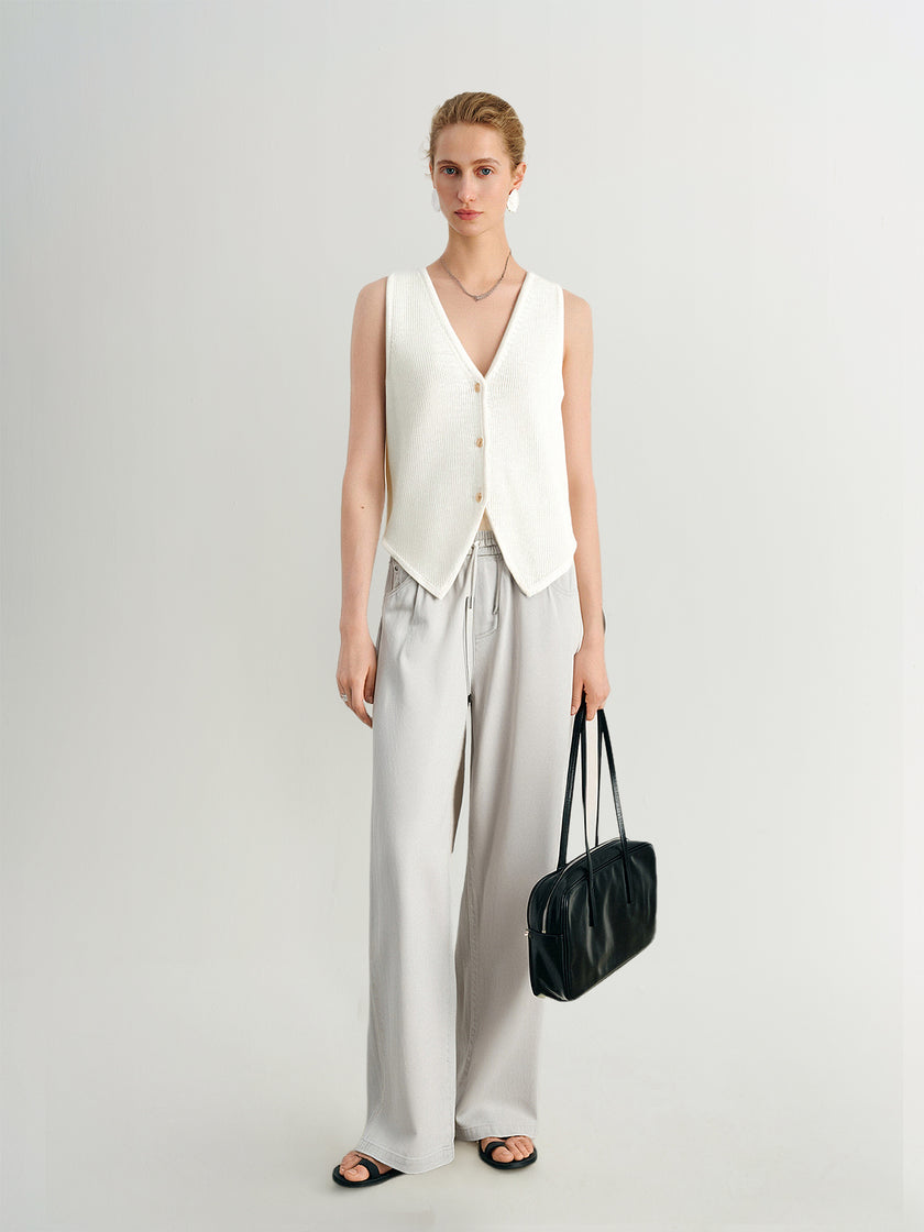 Pure Cotton V-Neck Sleeveless Vest