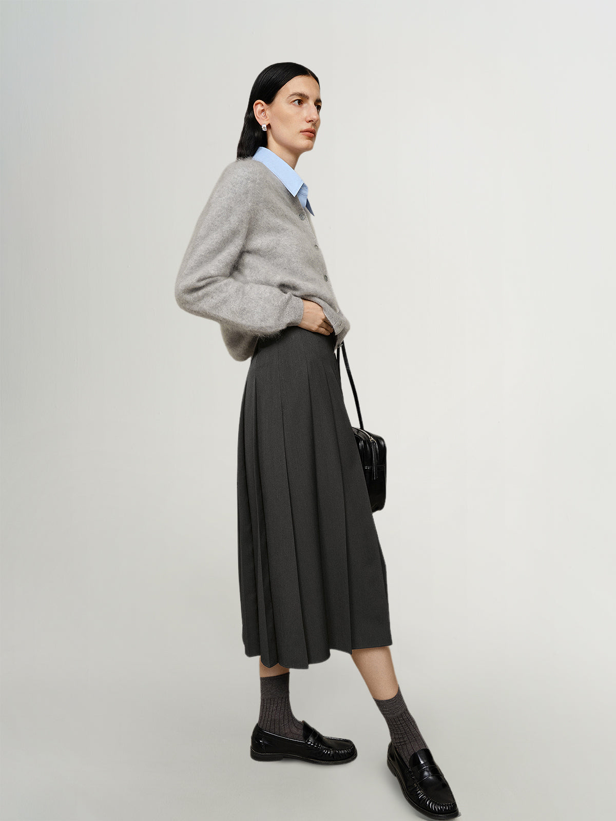 Pure Cashmere Structured-Shoulder Cardigan