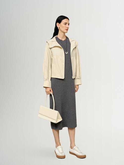 Load image 1 in gallery view. Zip Down Cotton Hooded Jacket