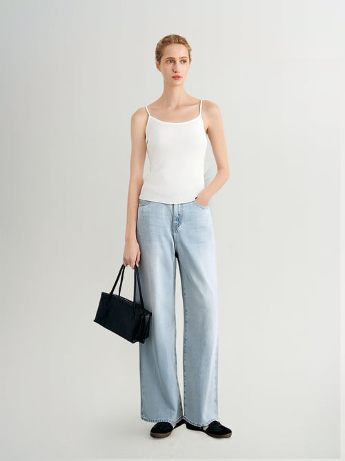 Load image 1 in gallery view. Blue Wide-Leg Jeans Pants