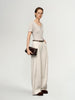 Beige Lyocell Front-Pleat Trousers Pants