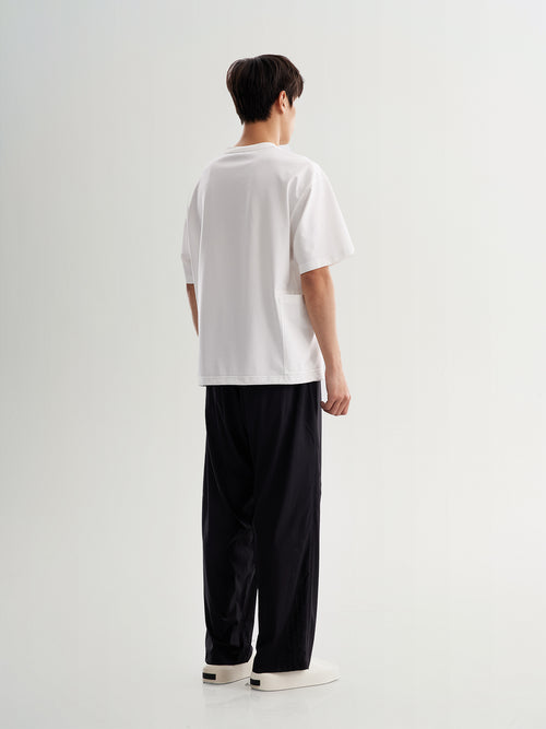 Load image 1 in gallery view. White Cotton-Blend Oversized Short-Sleeve Tee