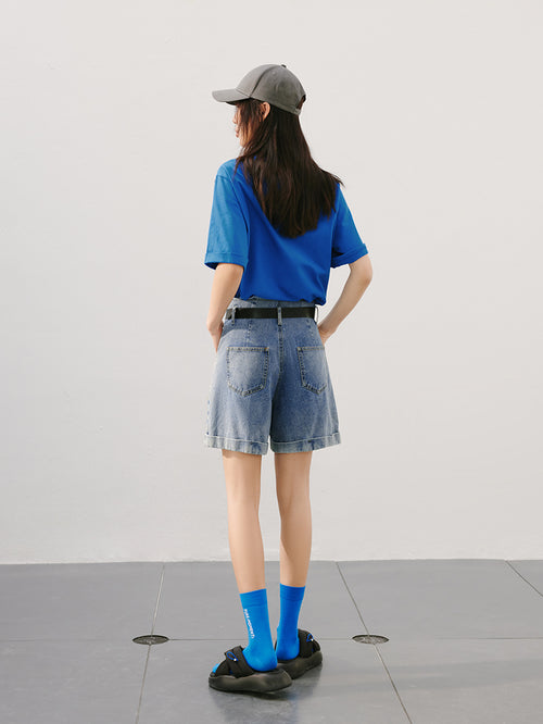 Load image 1 in gallery view. 100% Cotton Denim Shorts