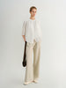 Cotton V-Neck 3/4 Sleeve Blouse