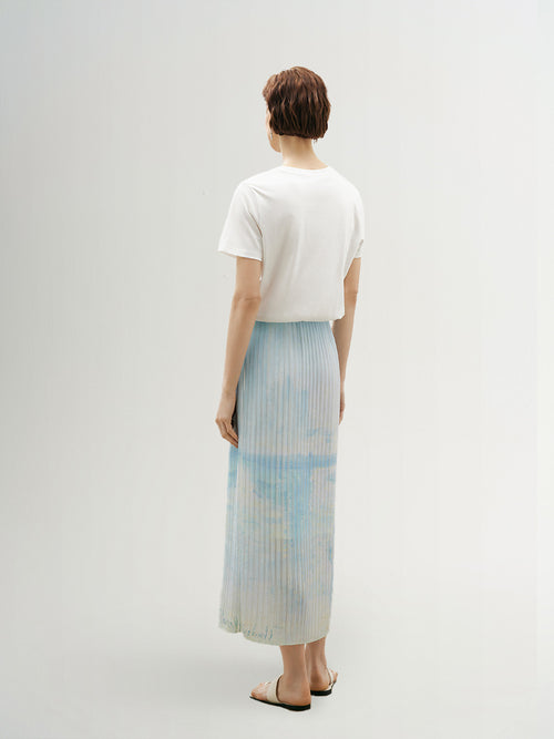 Load image 1 in gallery view. Straight-Cut Pleated Maxi Skirt