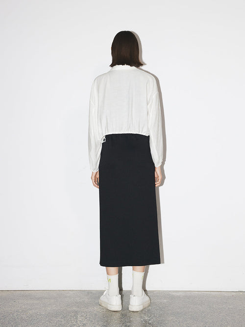 Load image 1 in gallery view. Drawstrings Straight-Cut Midi Skirt