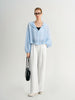 Light Blue Silk Hooded Jacket