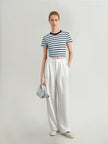 Cotton Blend Striped Cropped Tee