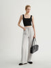 Black Square-Neck Fitted Cropped Tank