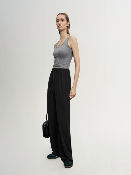 Load image 1 in gallery view. Acetate-Smooth Straight-Leg Pants