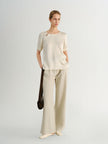 Silk Jacquard Satin Short-Sleeve  Top