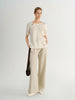 Silk Jacquard Satin Short-Sleeve  Top