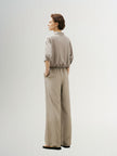 Women's Oatmeal Color Straight Fit Summer Trousers 5F5152251