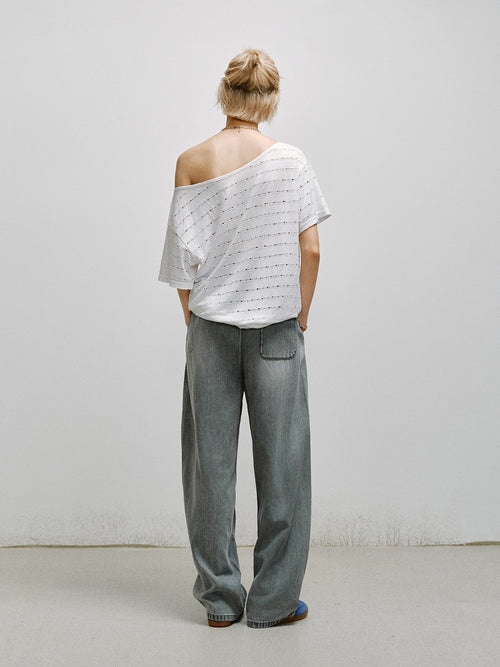 Load image 1 in gallery view. Asymmetric Cutout Oversized Tee