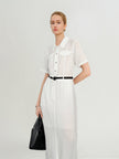 White Lyocell Shirt-Dress with Belt  Dress
