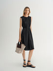 Women's Black Elegant Sleeveless 100% Silk Dress 5F5292721