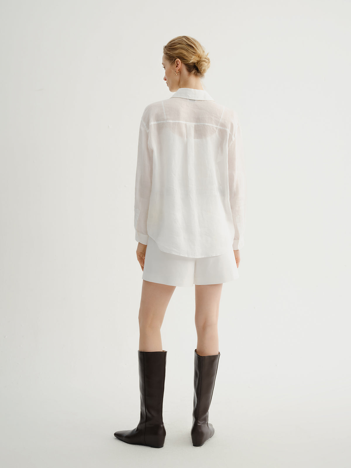 White Ramie Long-Sleeve Shirt