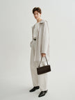 Beige Hooded Straight-Cut Trench Coat