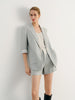Light Blue Linen-Blend  Shorts