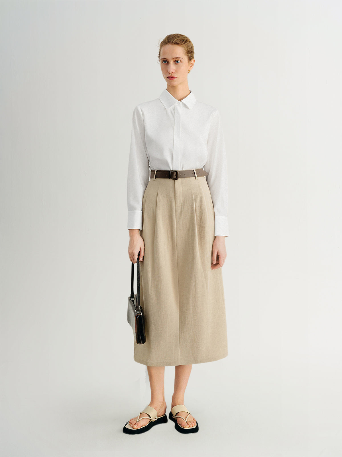 Khaki Midi Skirt