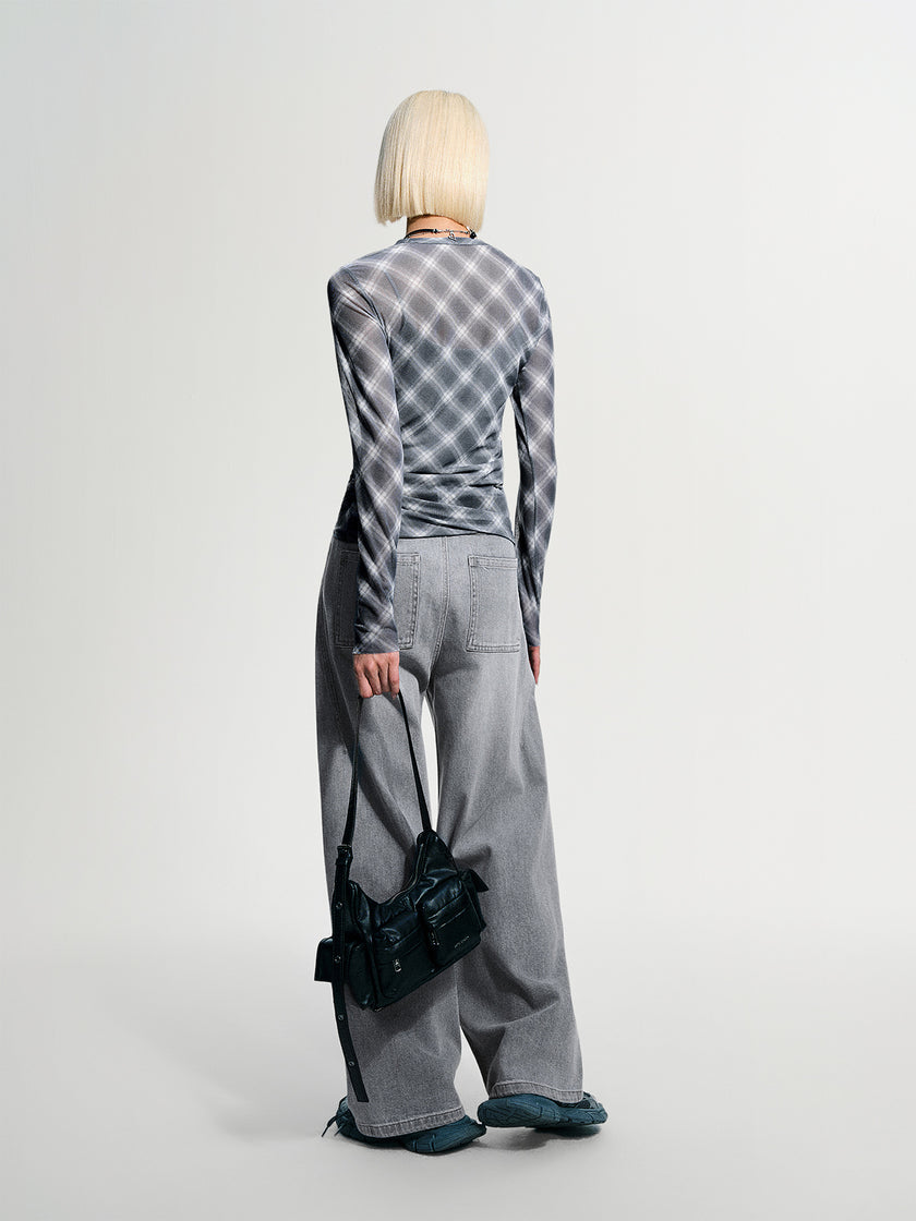 Checked Long-Sleeve Top