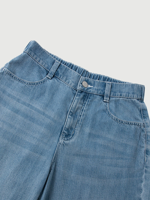 Load image 1 in gallery view. Tencel-Linen Blend Semi-Elastic Waist Pants