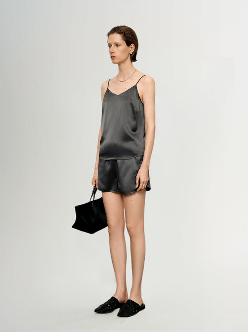 Load image 1 in gallery view. Gray Triacetate Slip Cami  Camisole Top