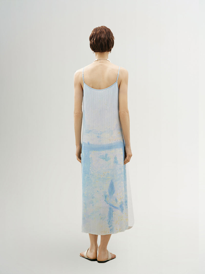 V Neck Pleated Slip Dress