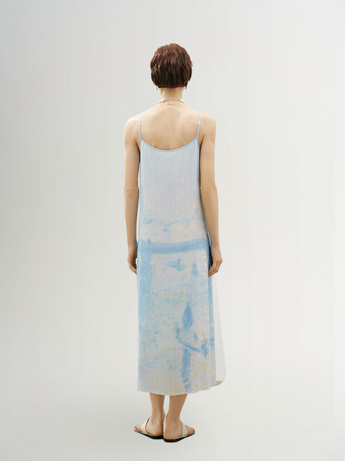 Load image 1 in gallery view. V Neck Pleated Slip Dress