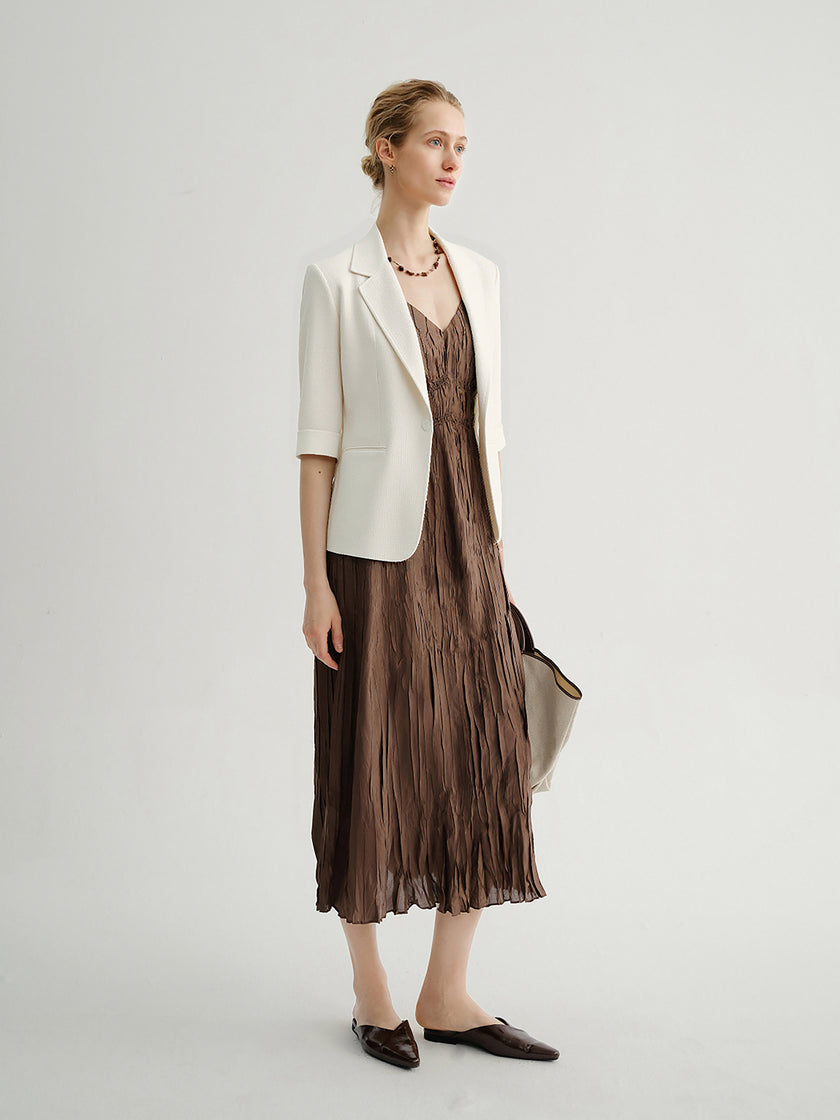 Triacetate Blend 3/4 Sleeve Blazer