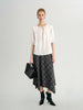 Silk Wave-Texture Short-Sleeve Blouse