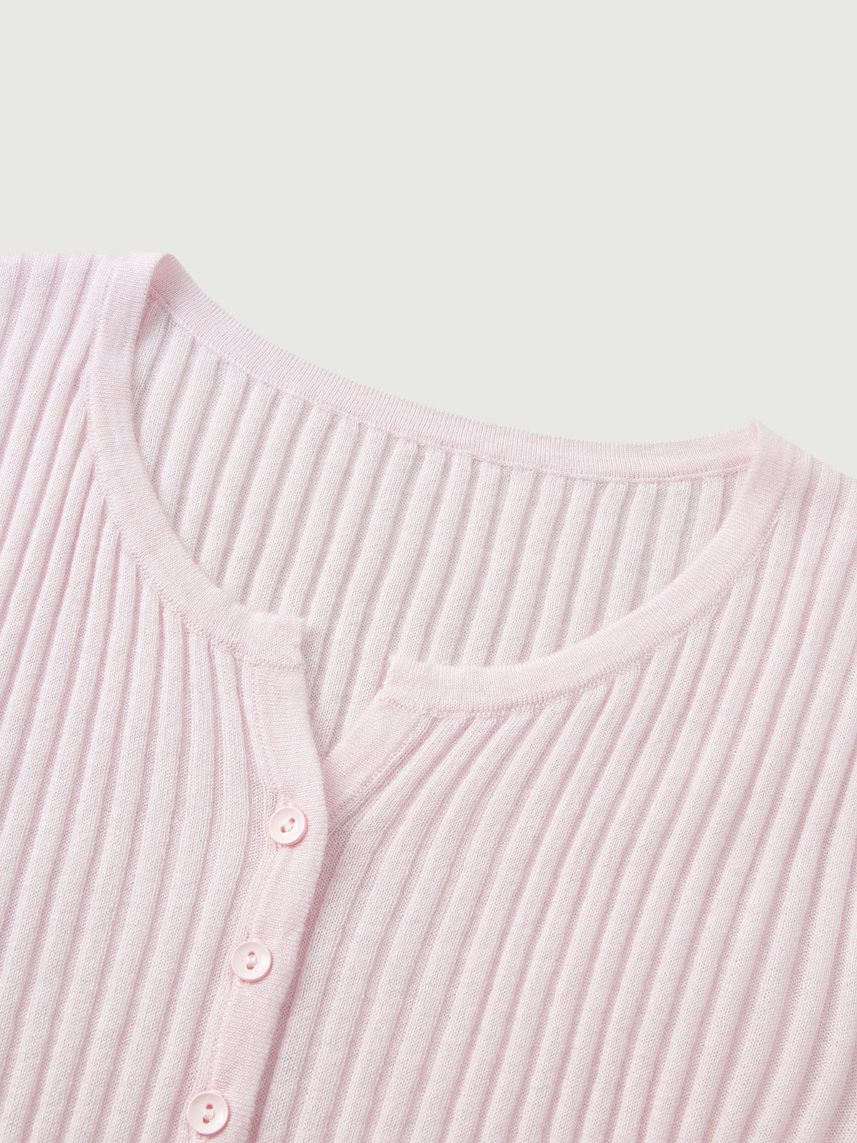 Micro Split-Neck Short-Sleeve Knit Top