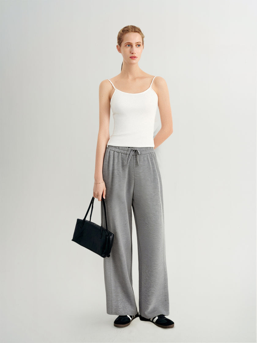 Gray Pull-On Straight Pants  Pants