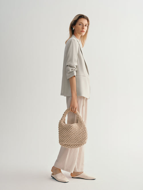 Load image 1 in gallery view. Ruched-Sleeve Blazer