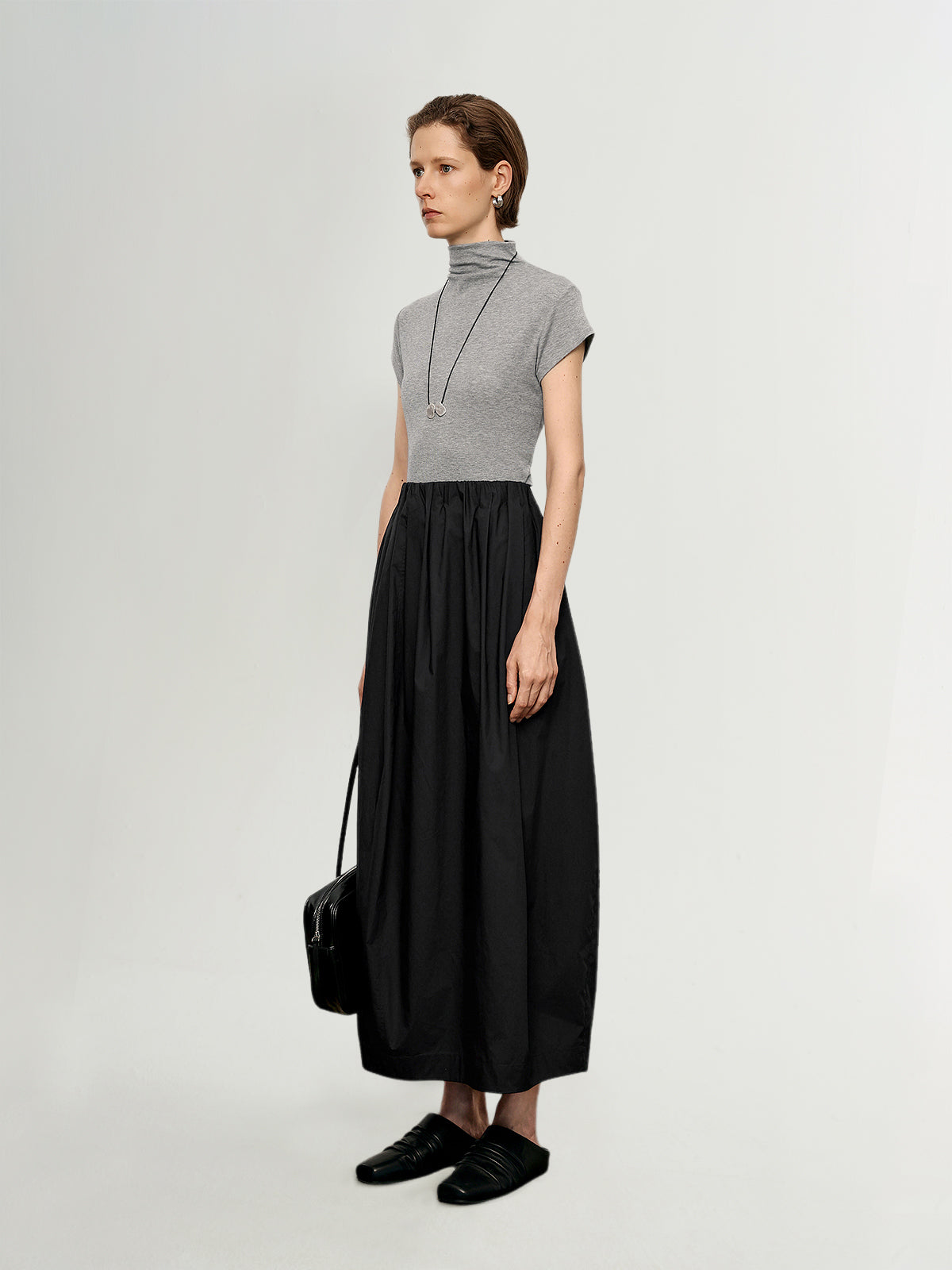 Lyocell Mock Neck Short Sleeve Top