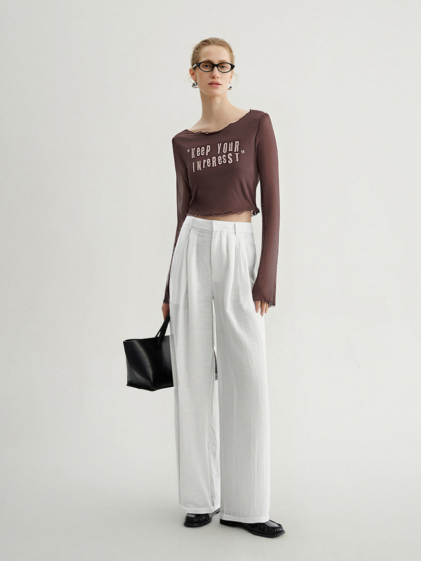 Mesh Cropped Long-Sleeve Top