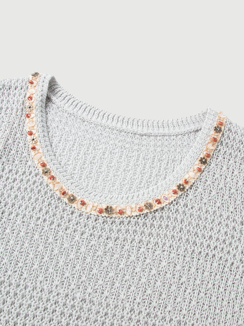 Load image 1 in gallery view. Sleeveless Knit Top with Lace Trim