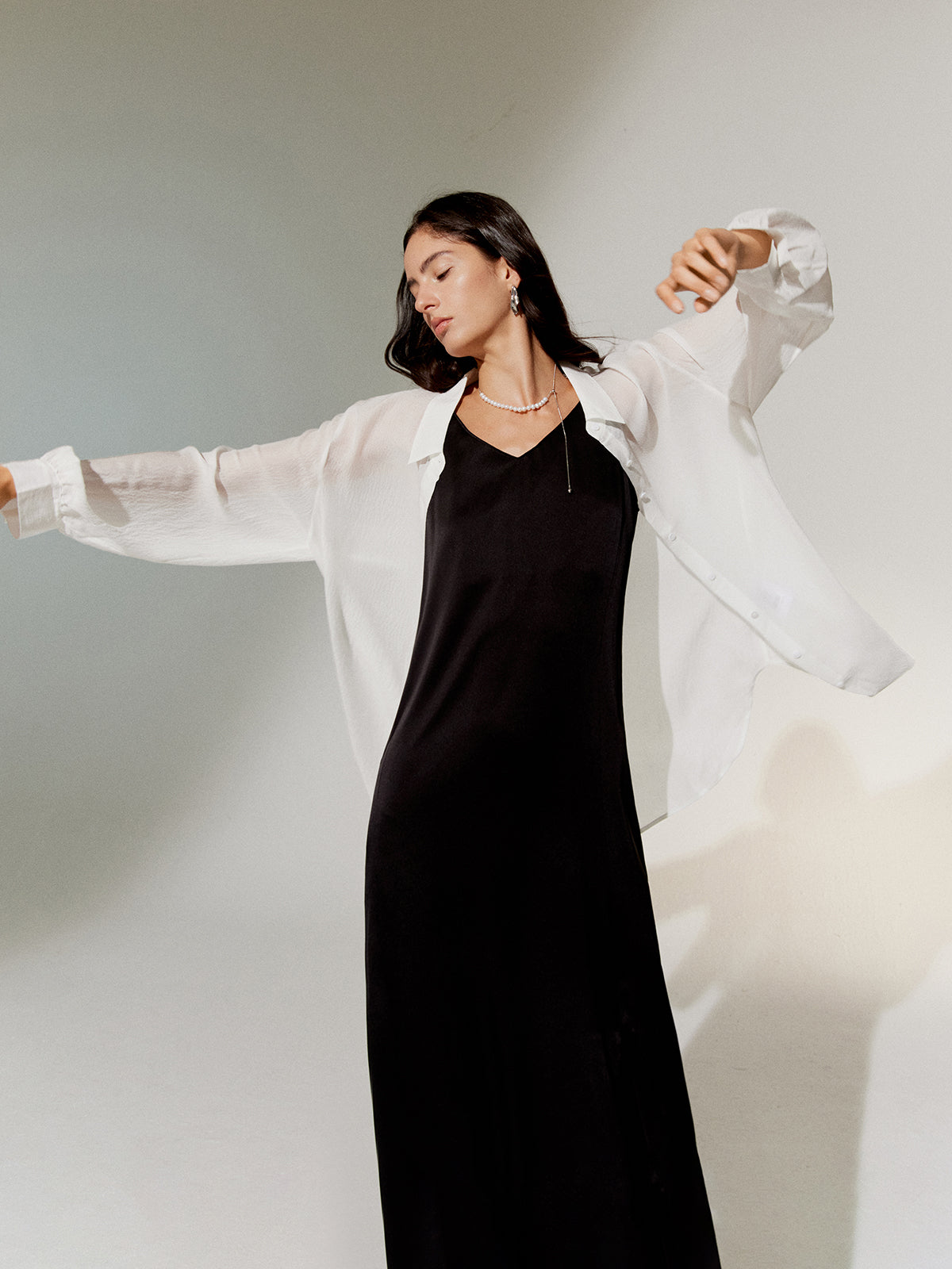 Textured Pure Silk Lightweight Overshirt