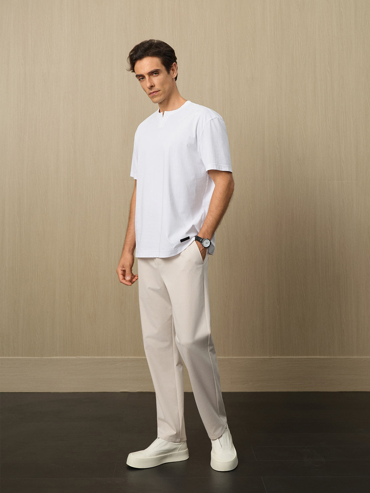 Men’s Split-Neck Short-Sleeve T-Shirt